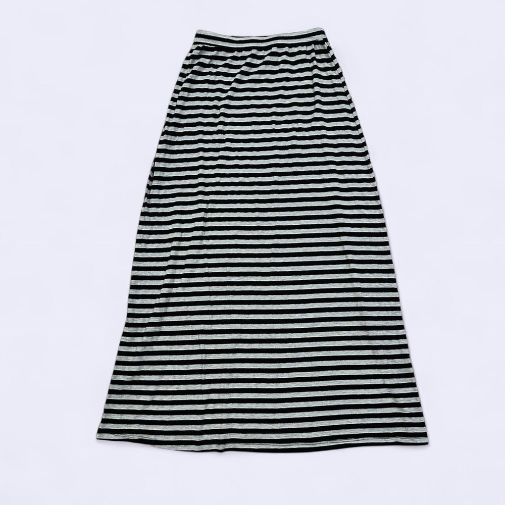 Black and Gray Long Striped Maxi Skirt